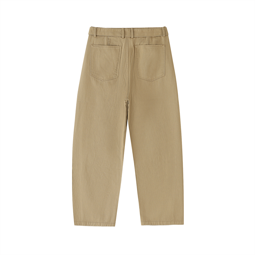 Twisted-Seam Belted Curved-Blade Sweatpants