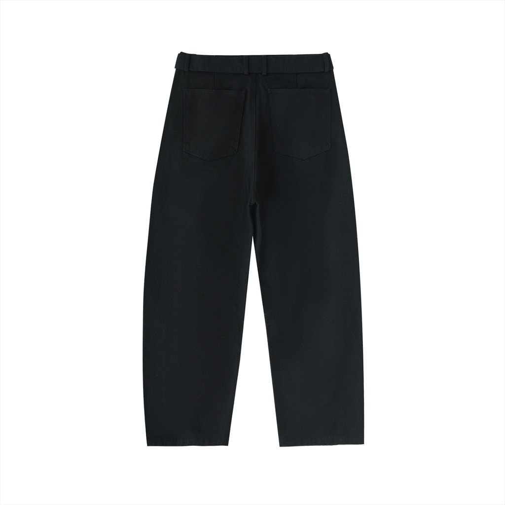 Twisted-Seam Belted Curved-Blade Sweatpants