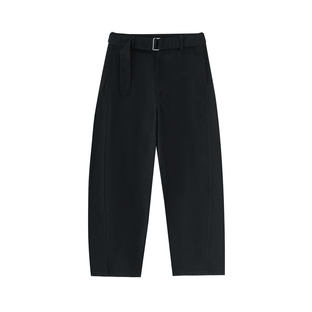 Twisted-Seam Belted Curved-Blade Sweatpants