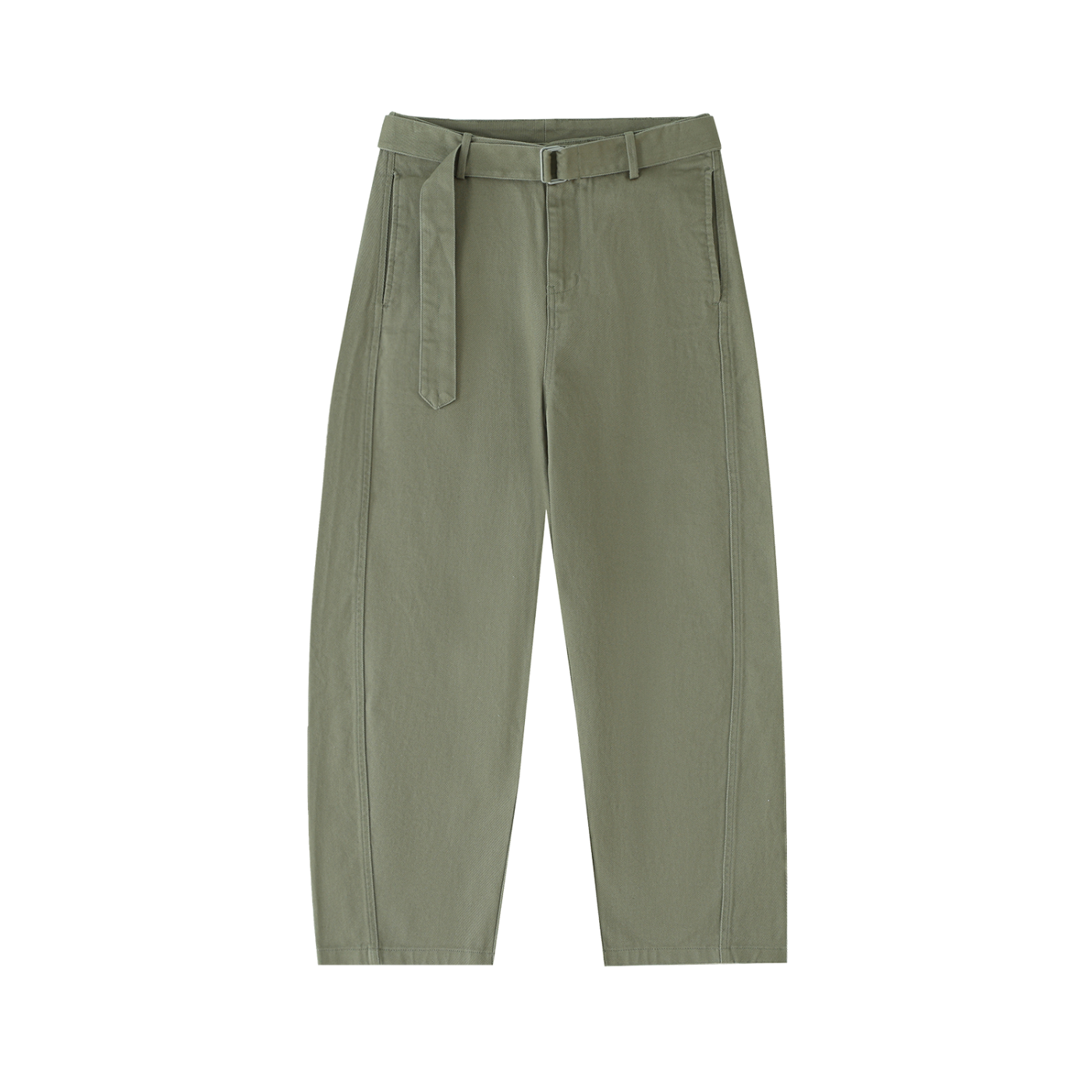 Twisted-Seam Belted Curved-Blade Sweatpants