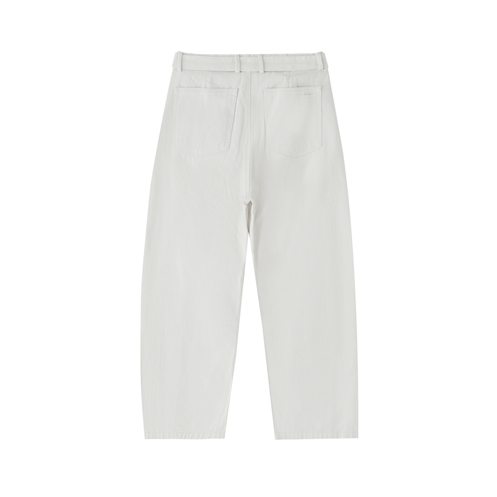 Twisted-Seam Belted Curved-Blade Sweatpants