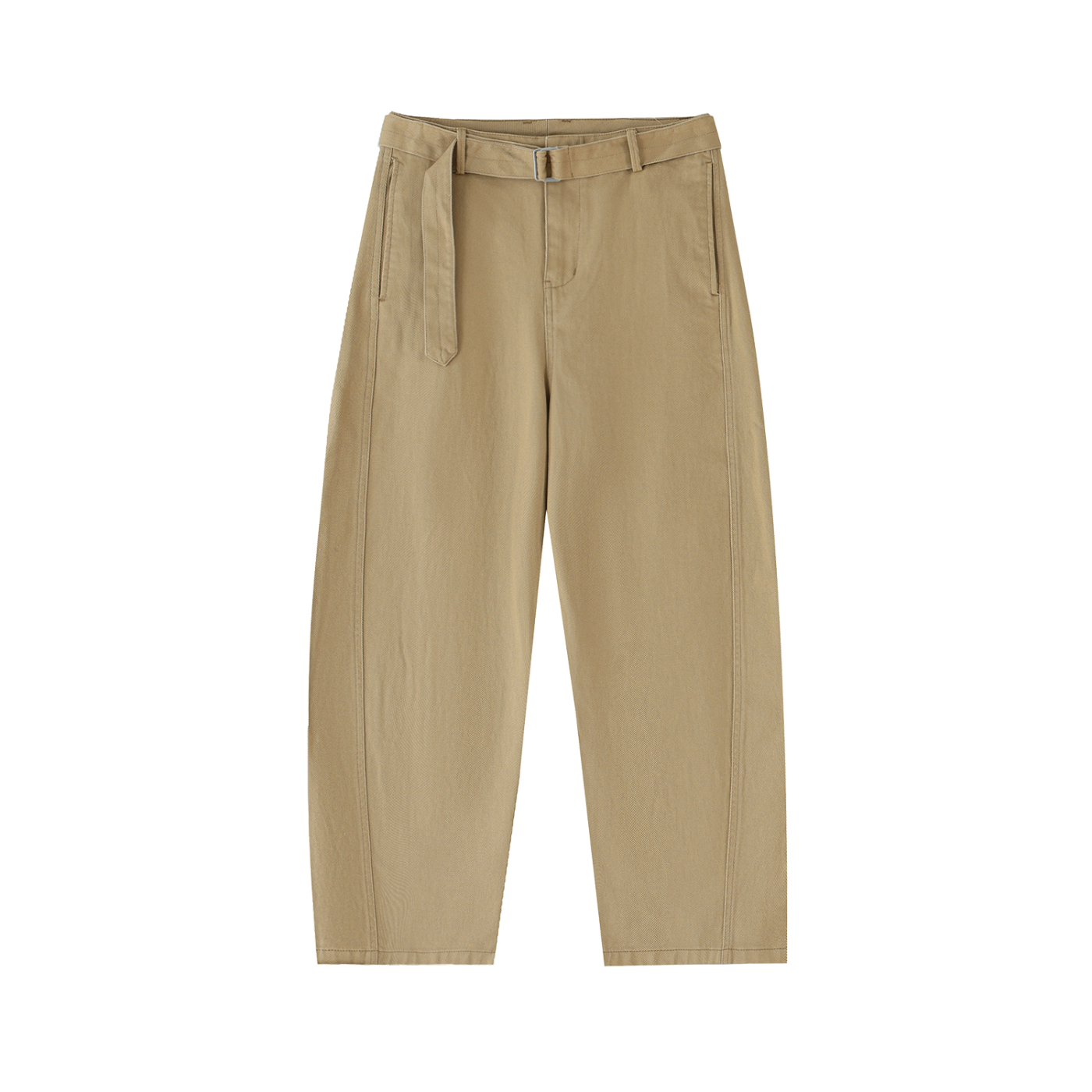 Twisted-Seam Belted Curved-Blade Sweatpants