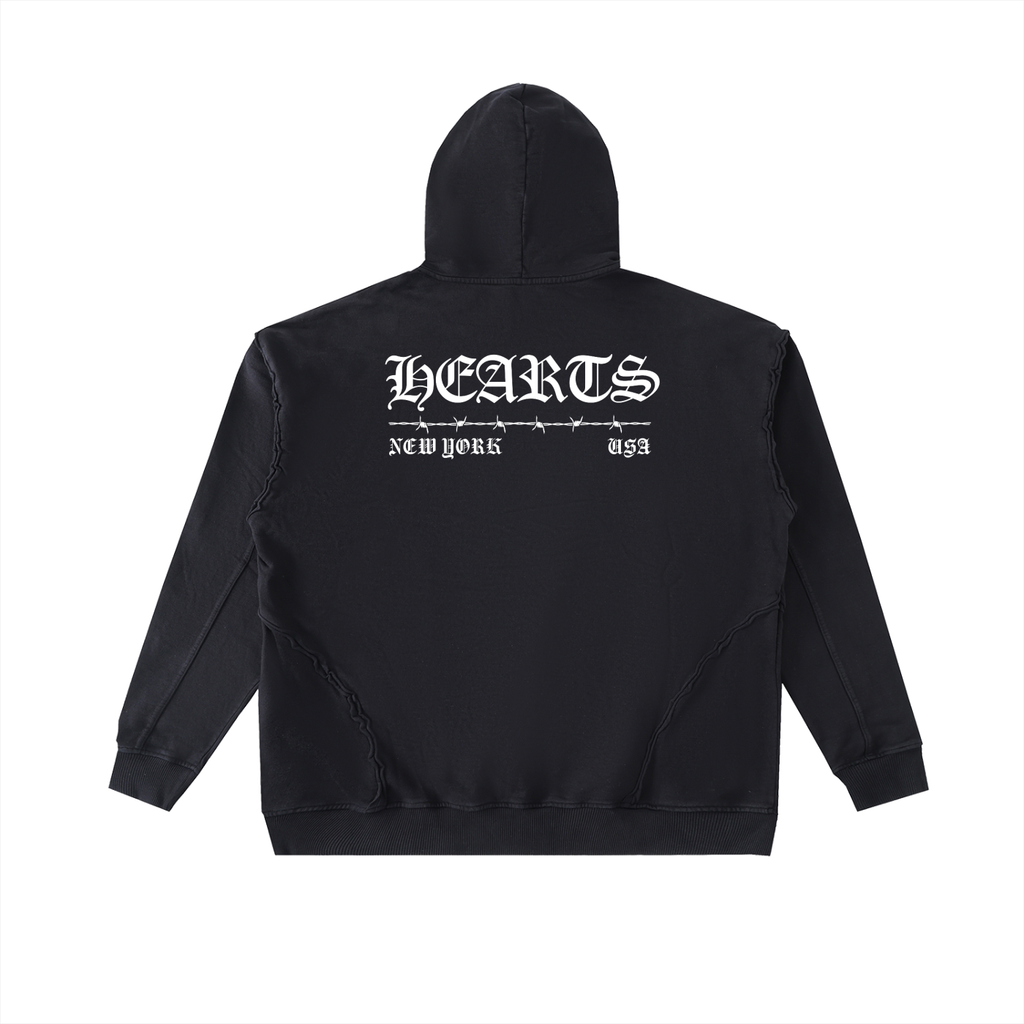 Raw-Seam Enzyme Washed Hooded Sweatshirt