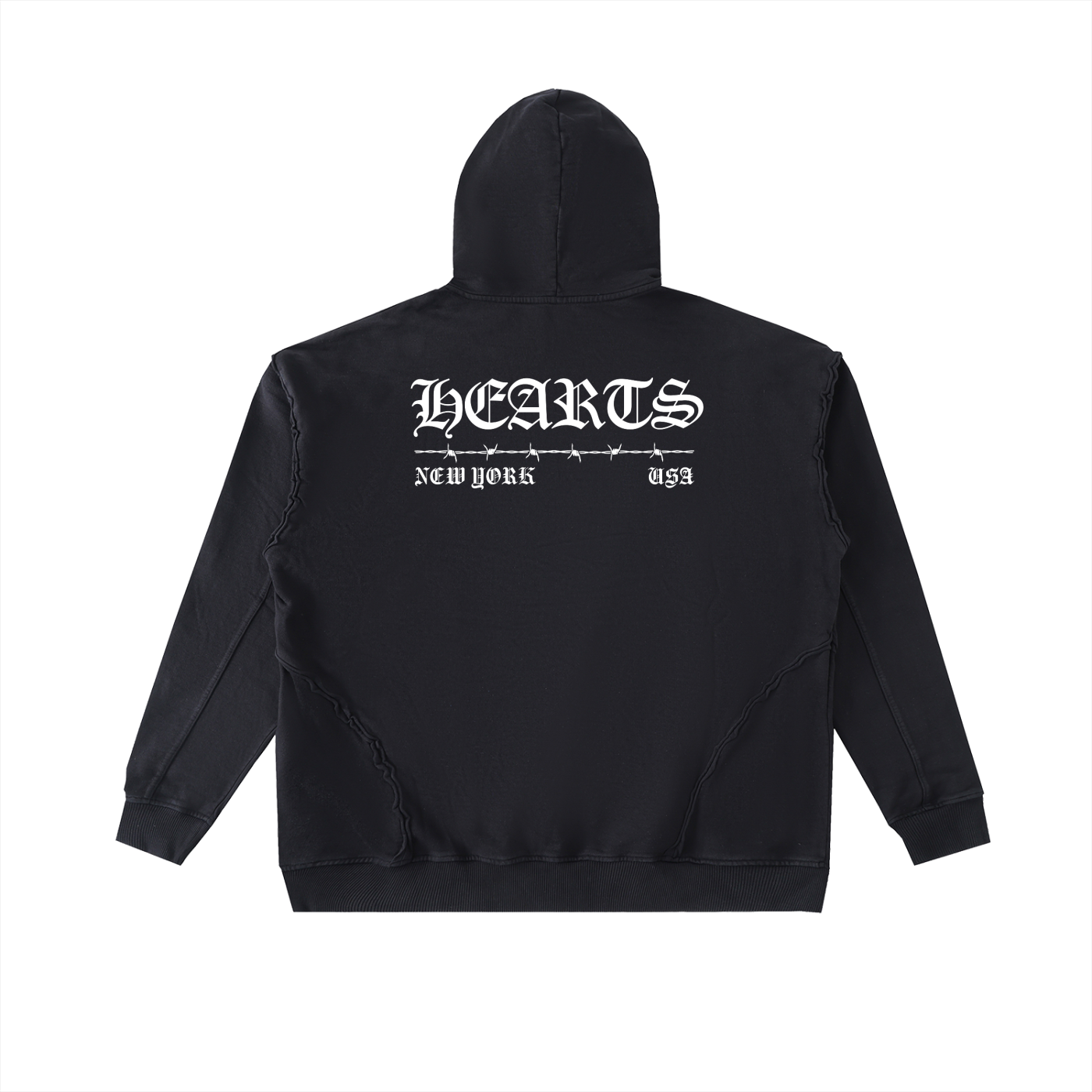 Raw-Seam Enzyme Washed Hooded Sweatshirt