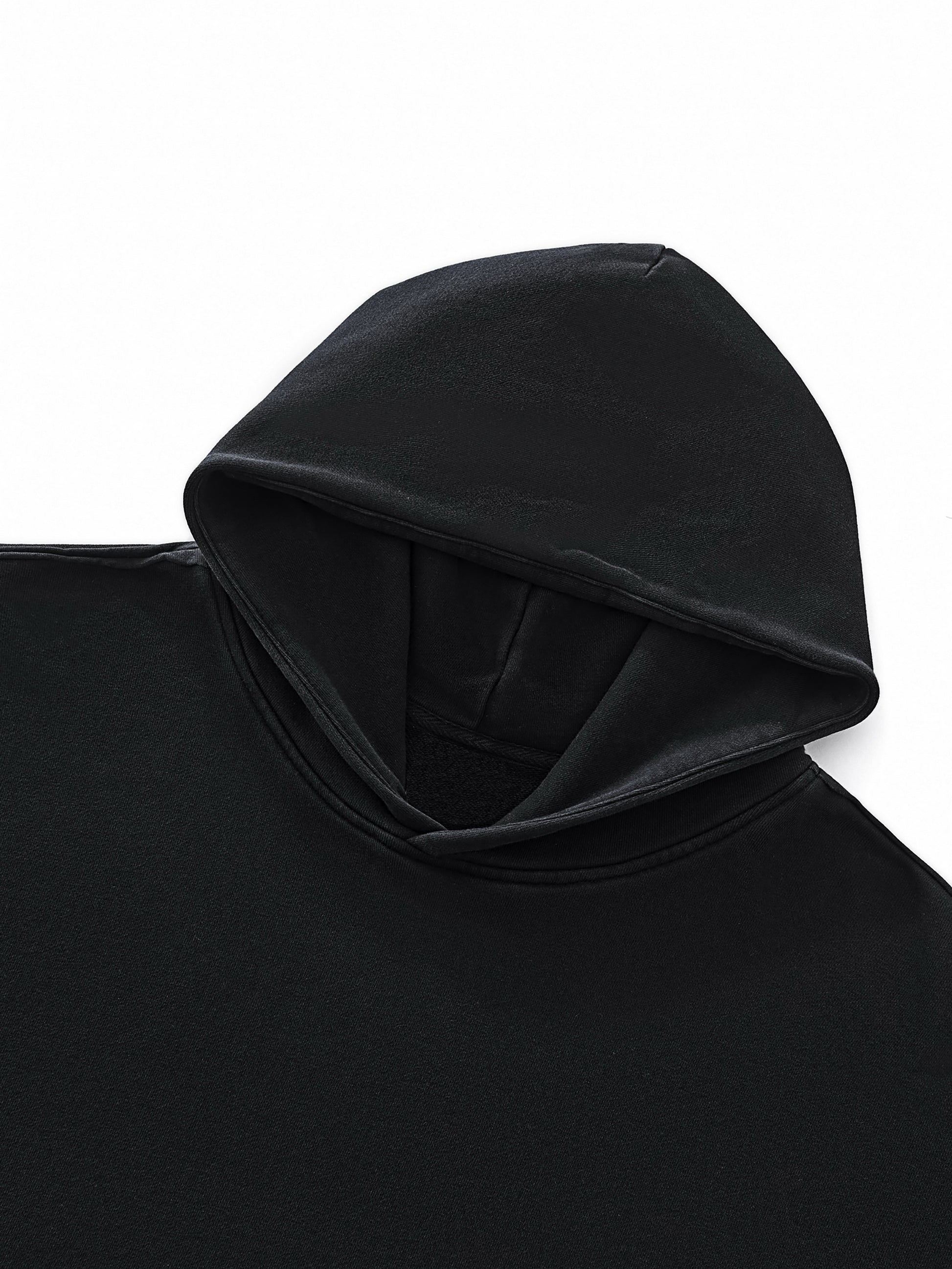 Raw-Seam Enzyme Washed Hooded Sweatshirt