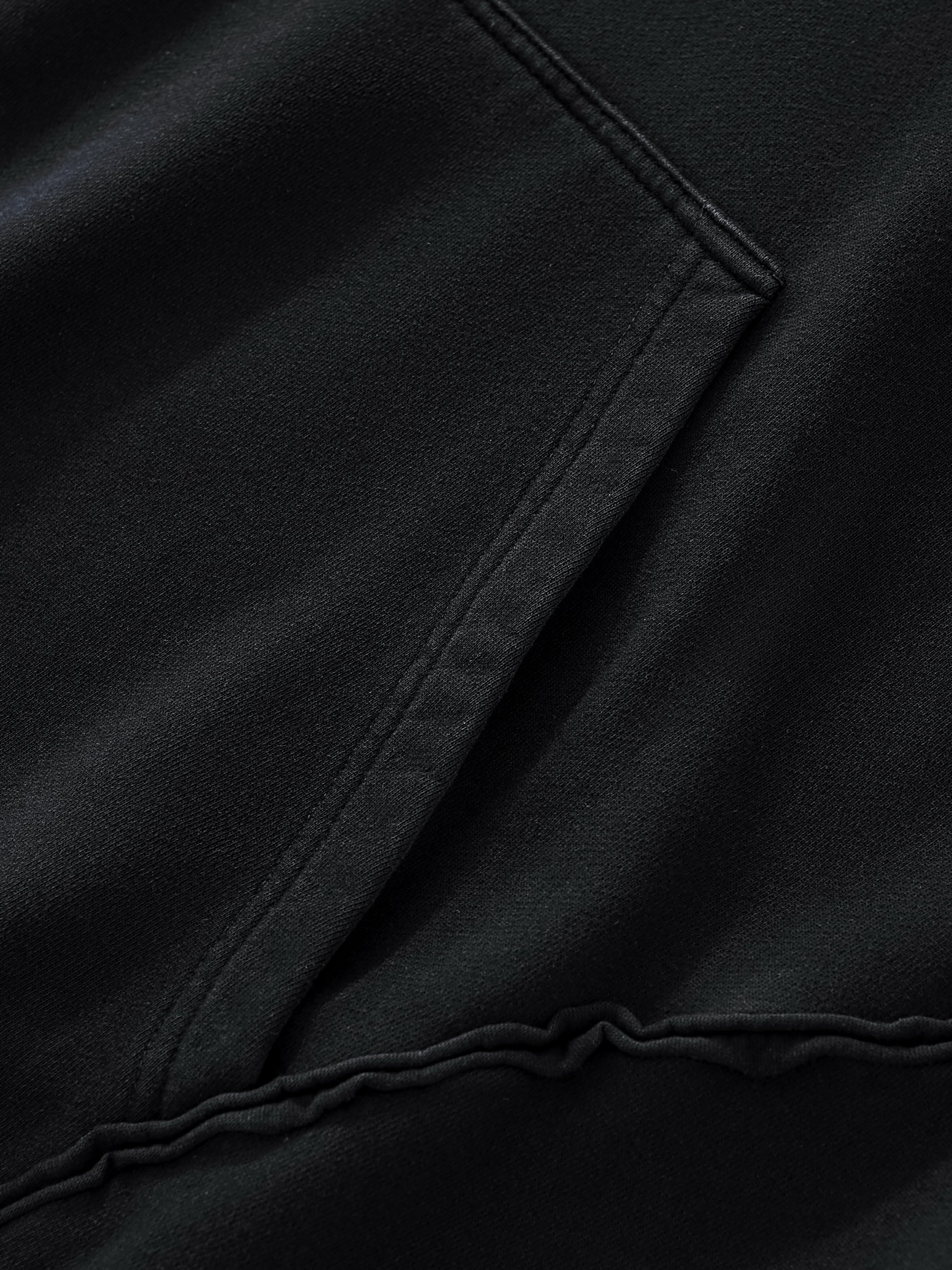Raw-Seam Enzyme Washed Hooded Sweatshirt