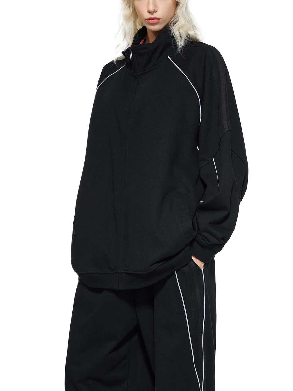 Reflection Striped Raglan Sleeve  Jacket