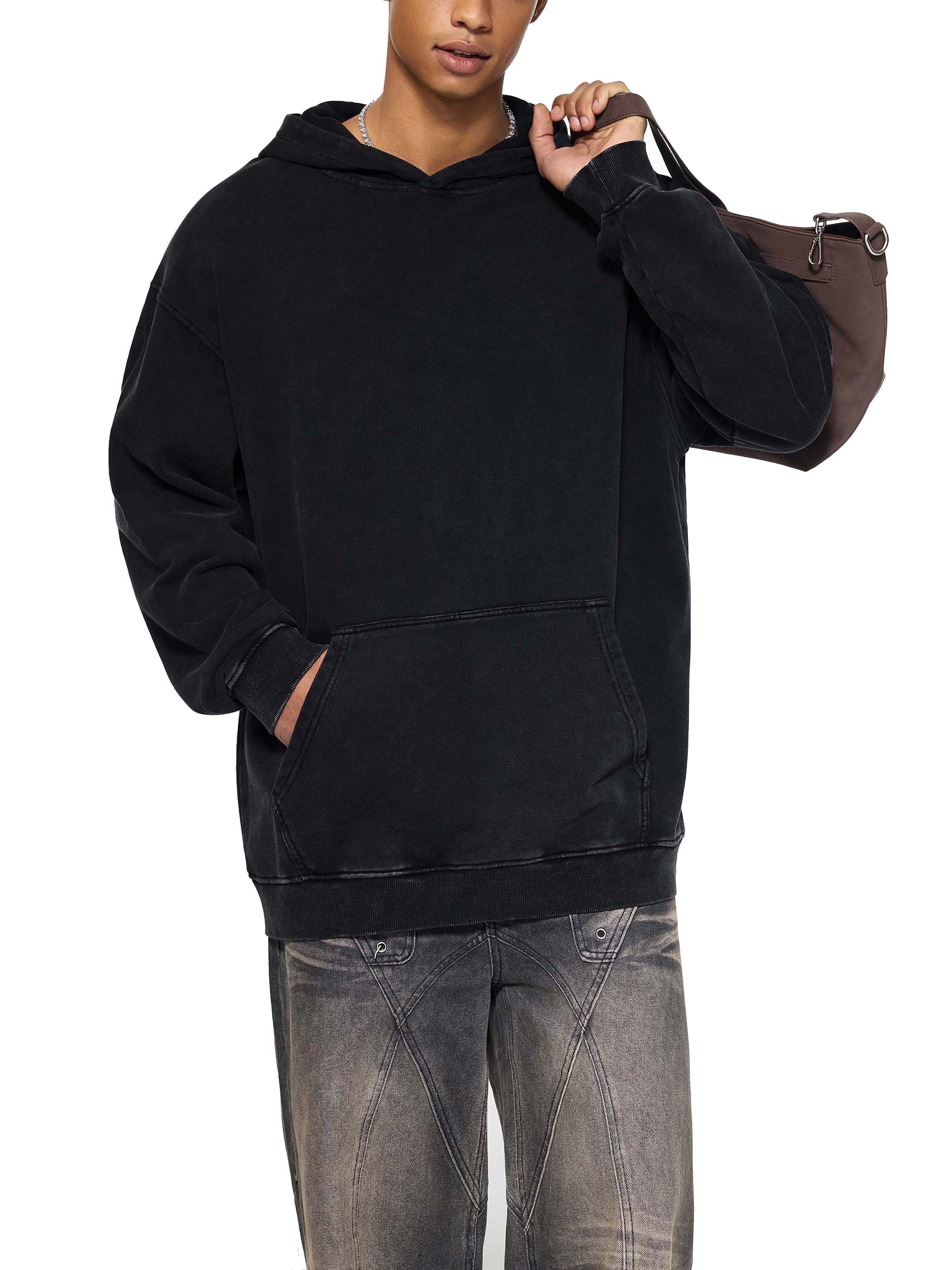 Snow Washed Loose Cotton Hoodie