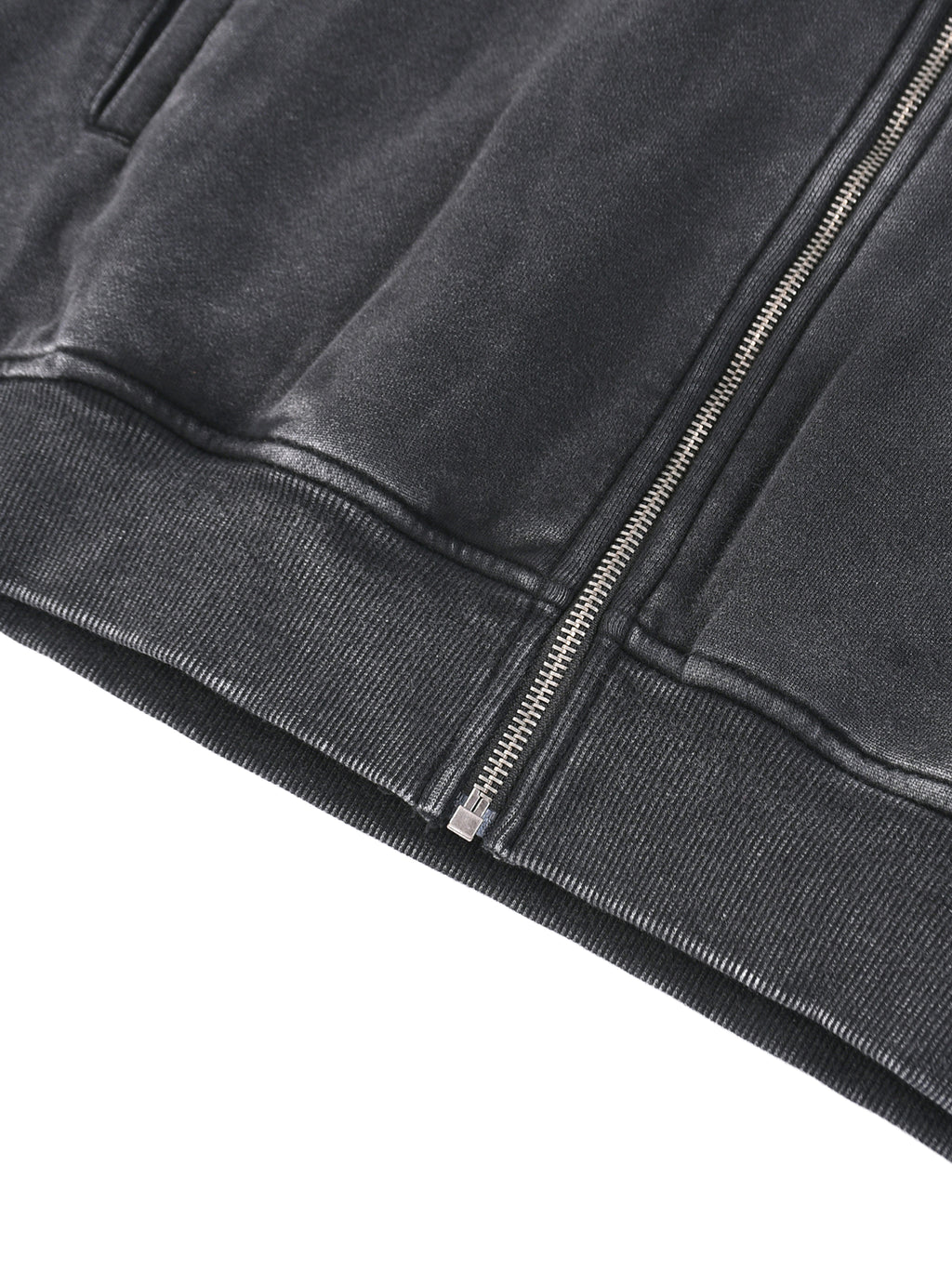 Snow Washed Tape Raw Edge Zip Hoodie